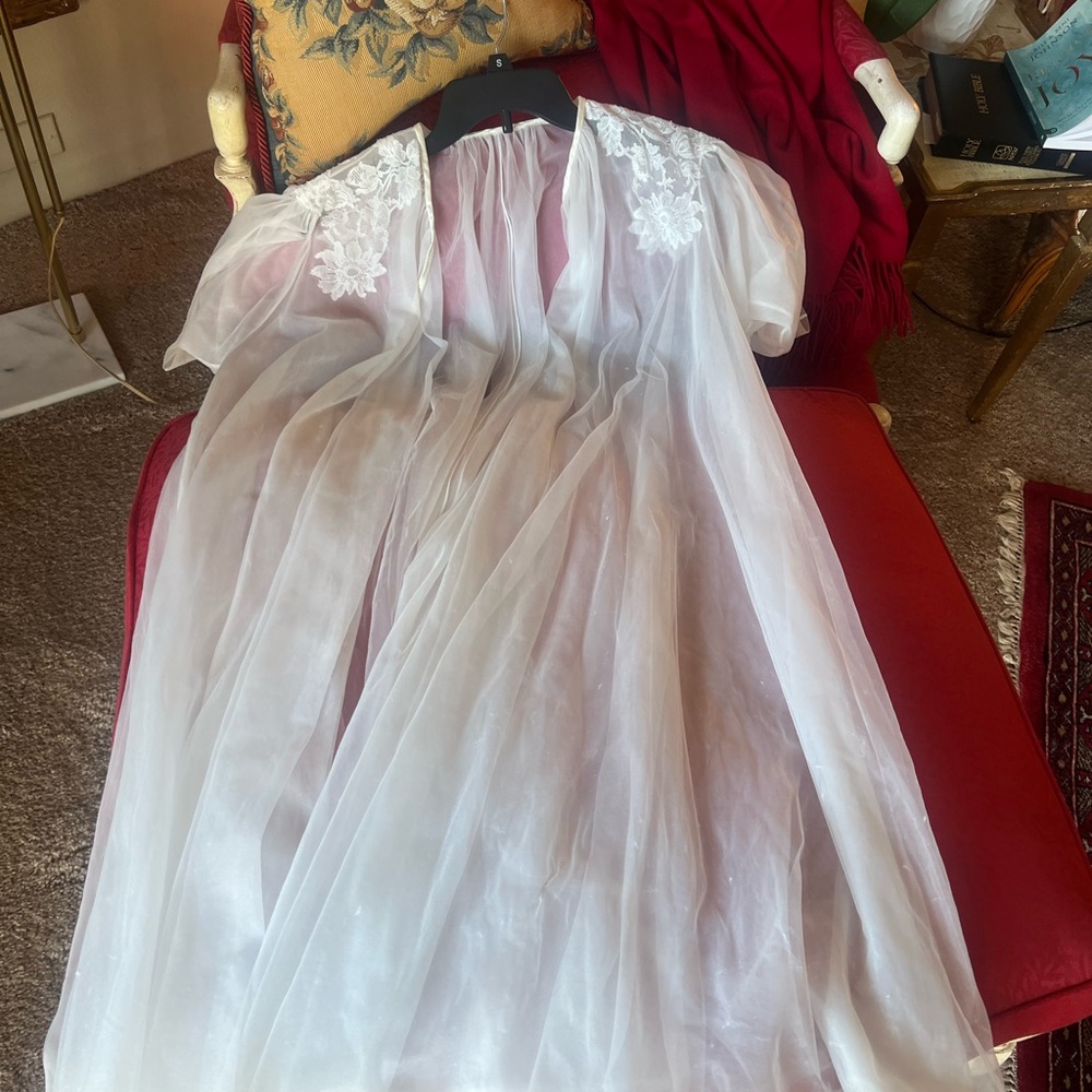 Sheer White Lace-Trimmed Robe